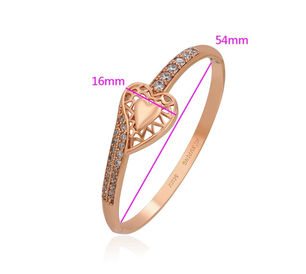 Foto 4 pulgar | Brazalete Oro 18k Rosa Corazón para Mujer