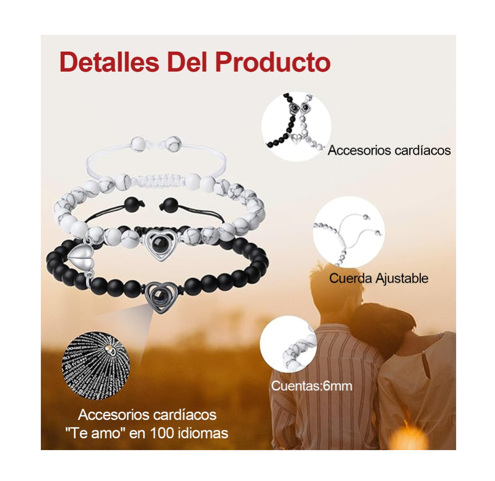 Foto 4 pulgar | 2pc Pulseras Pareja Regalo Mujer Hombres