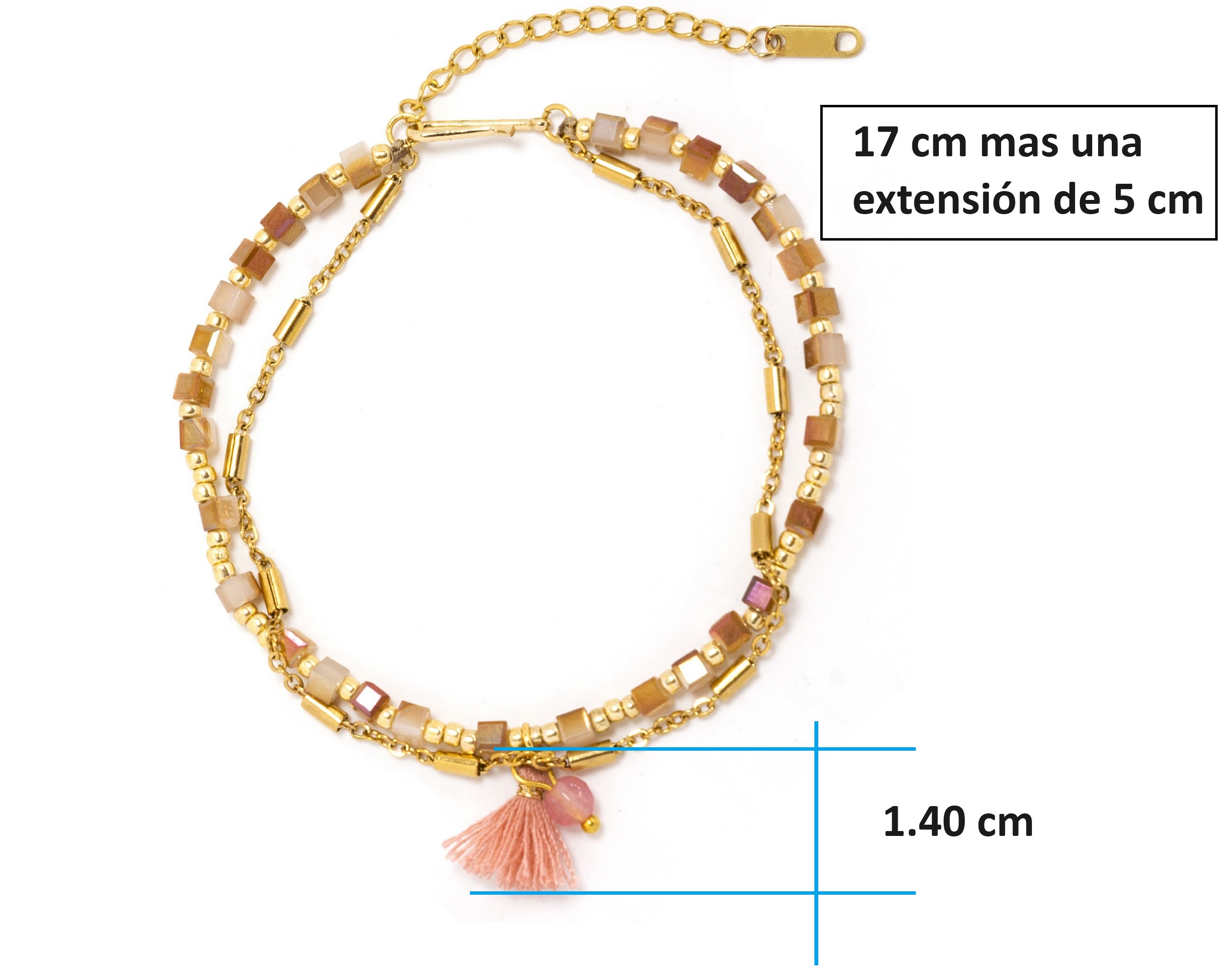 Foto 6 pulgar | Pulsera Cuadros Tornasol 17cm Acero Inoxidable Tono Dorado CH10