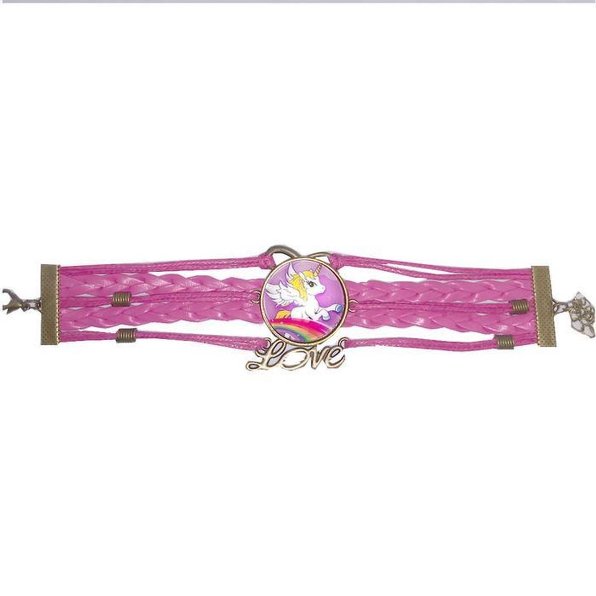 Foto 2 pulgar | Pulsera Brazalete de Moda Unicornio 1 Pieza Rosa de Plástico y Metal