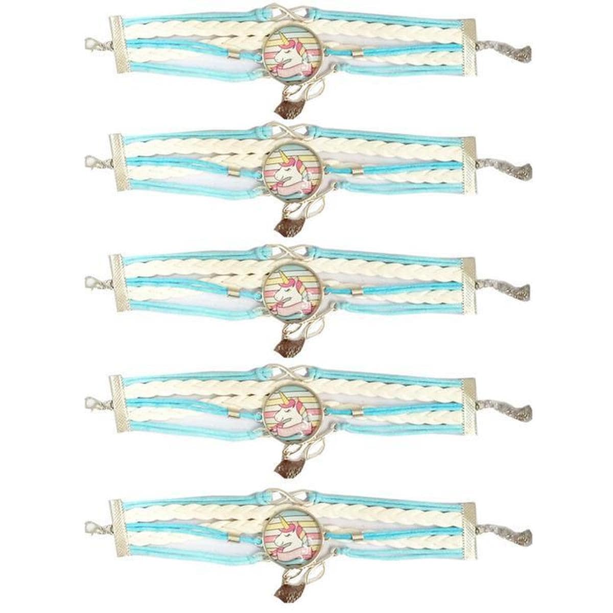 Pulsera Brazalete de Moda Unicornio 5 Piezas Azul con Blanco de Plástico $415