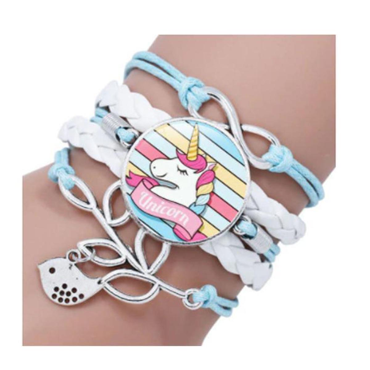 Foto 2 | Pulsera Brazalete de Moda Unicornio 5 Piezas Azul con Blanco de Plástico