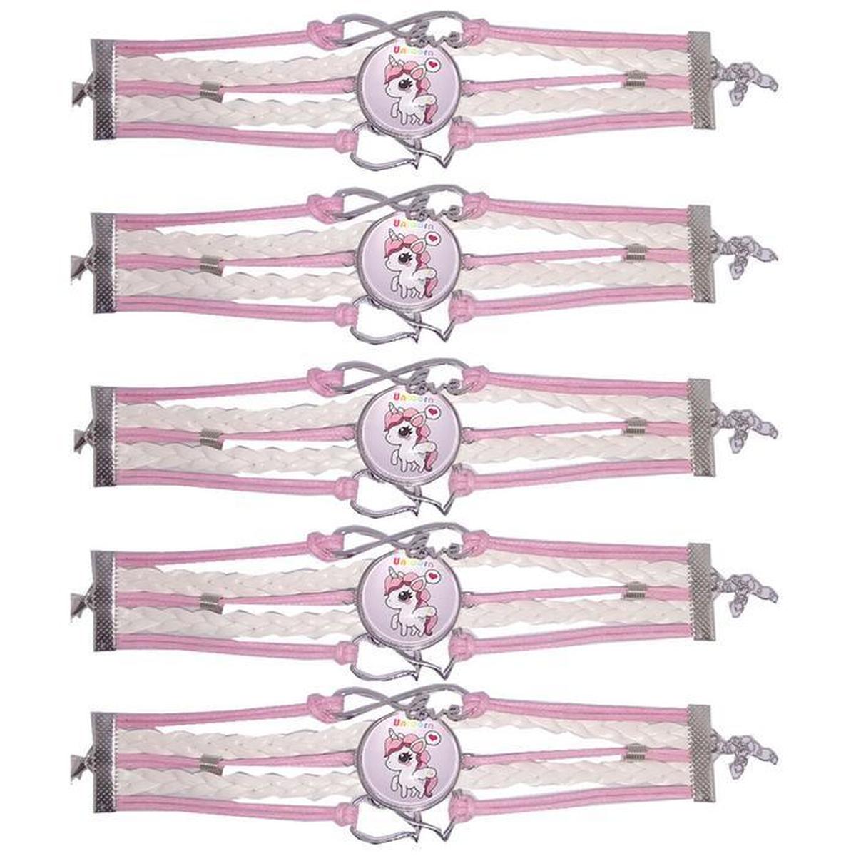 Foto 4 pulgar | Pulsera Alta Calidad Para Niña Smilefun Mxfsb-005 5 Piezas Rosa Y Blanco