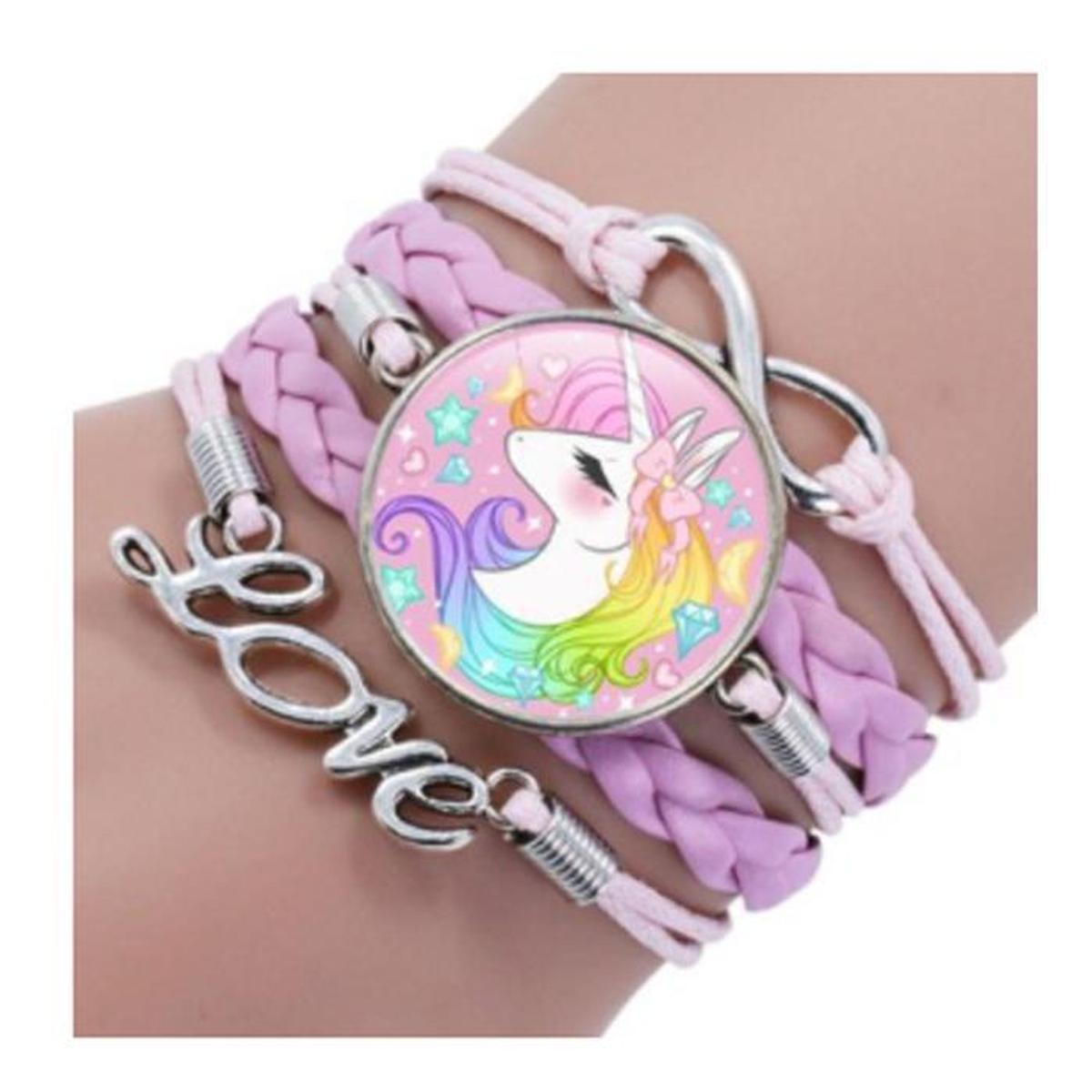 Foto 2 | Pulsera Brazalete de Moda Unicornio 5 Piezas Rosa de Plástico y Metal