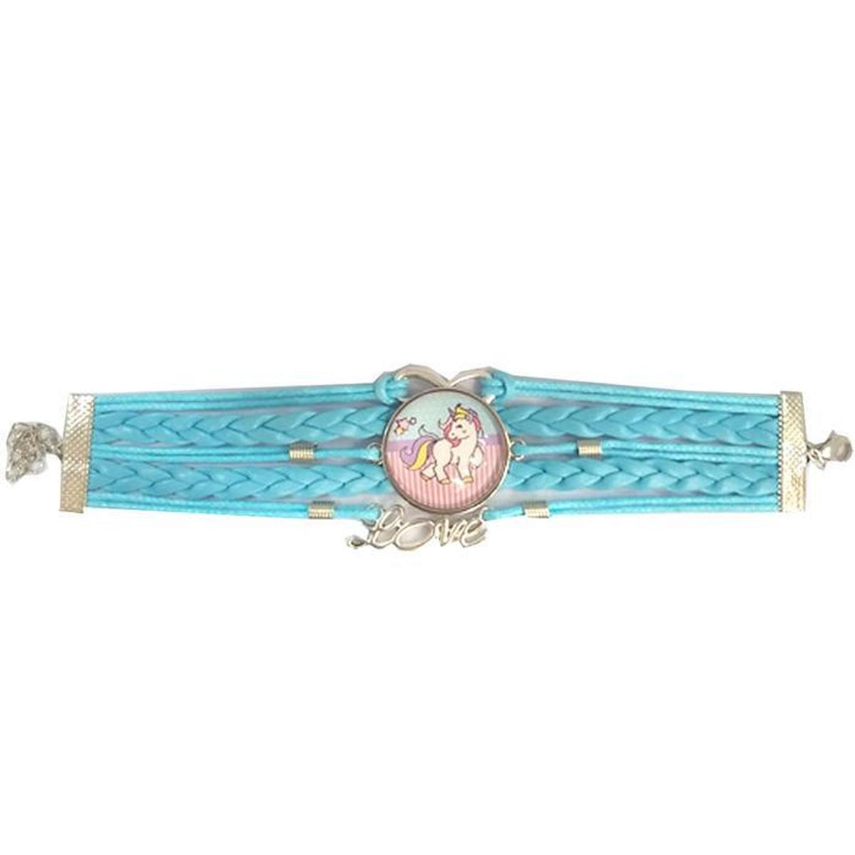 Pulsera Brazalete de Moda Unicornio 1 Pieza Azul de Plástico y Metal