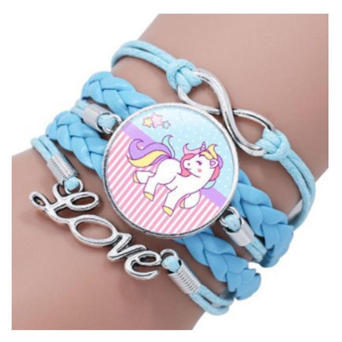 Foto 2 | Pulsera Brazalete de Moda Unicornio 1 Pieza Azul de Plástico y Metal