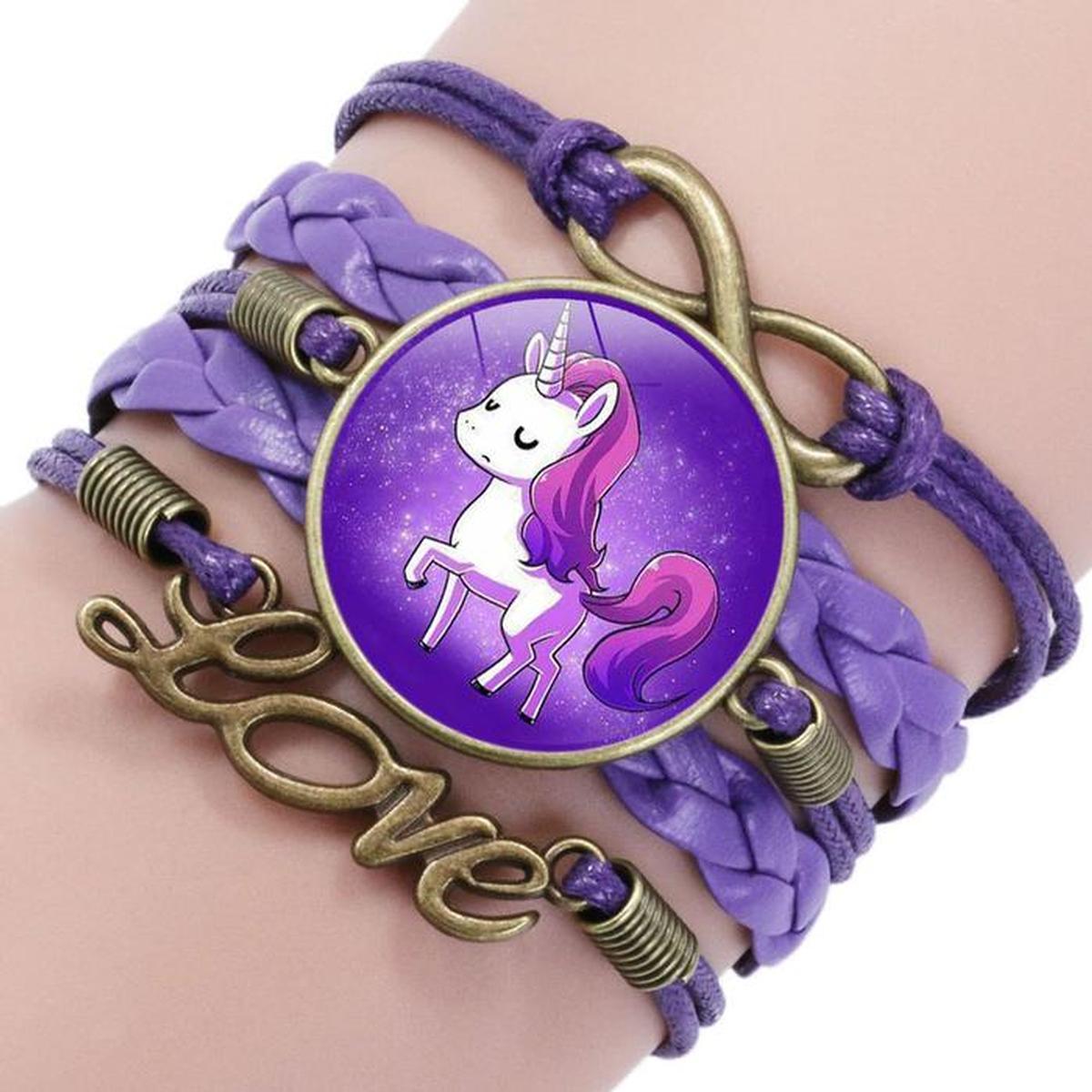 Foto 3 pulgar | Pulsera Con Diseño Unicornio Smilefun Mxfsb-017 2 Piezas   Morada