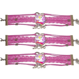 Foto 1 | Pulsera Brazalete de Moda Unicornio 3 Piezas Rosa de Plástico y Metal