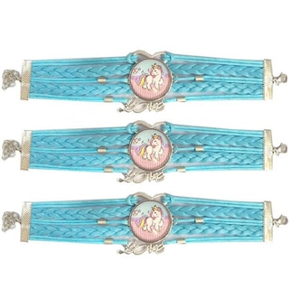 Foto 1 | Pulsera Brazalete de Moda Unicornio 3 Piezas Azul de Plástico y Metal