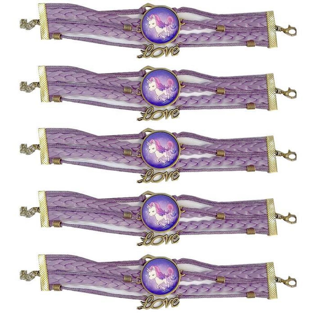 Foto 4 pulgar | Pulsera Diseño Unicornio Regalo Smilefun Mxfsb-020 5 Piezas   Morada