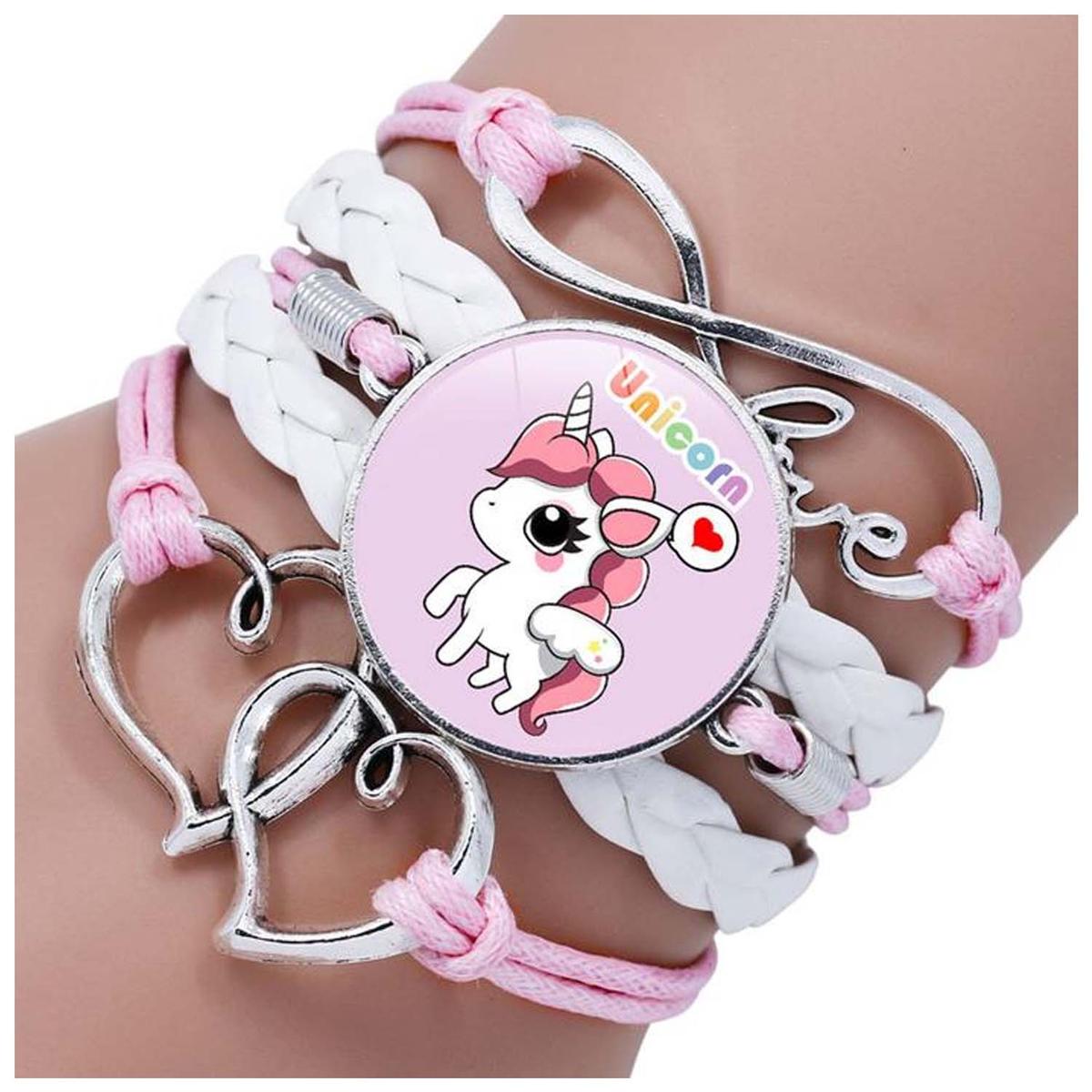 Foto 2 pulgar | Pulsera Ideal Regalo Niña Unicornio Smilefun Mxfsb-004 4 Piezas Rosa Y Blanco