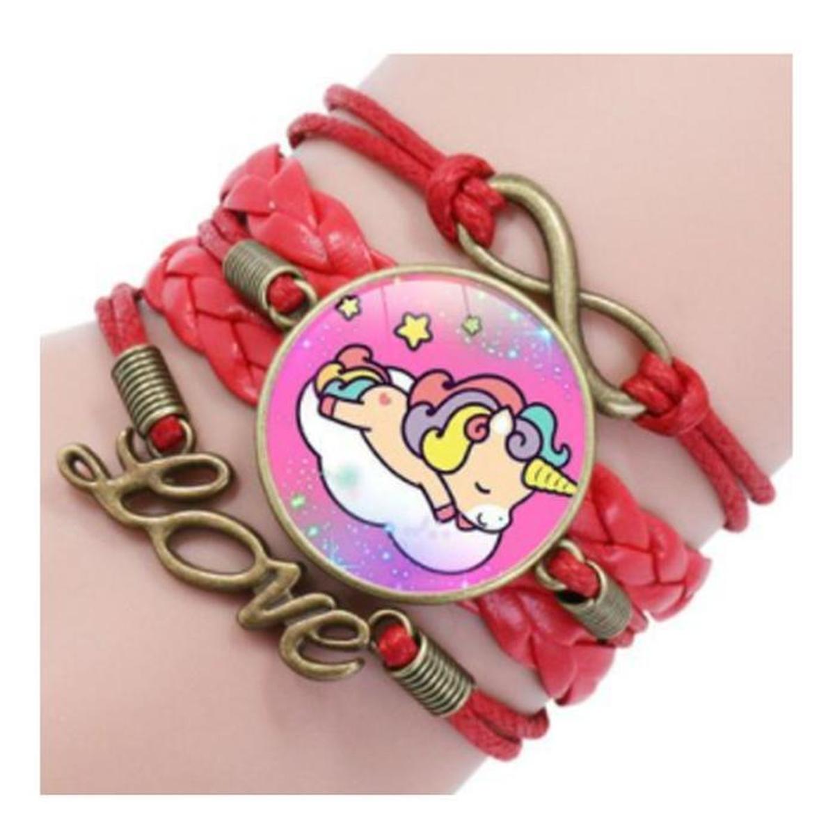 Foto 2 | Pulsera Brazalete de Moda Unicornio 1 Pieza Roja de Plástico y Metal