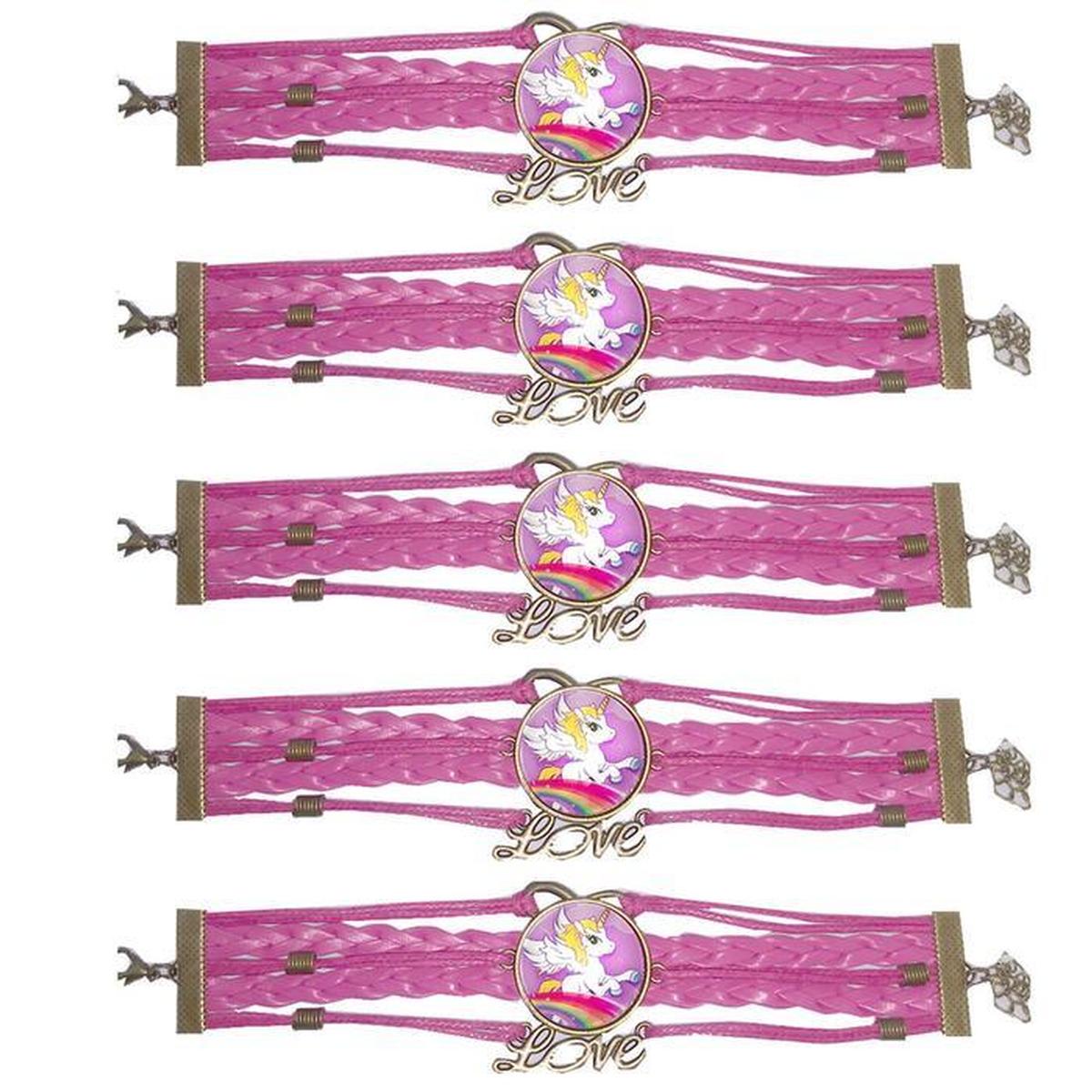 Foto 4 pulgar | Pulsera Trenzada De Moda Niña Smilefun Mxfsb-030 5 Piezas  Rosa