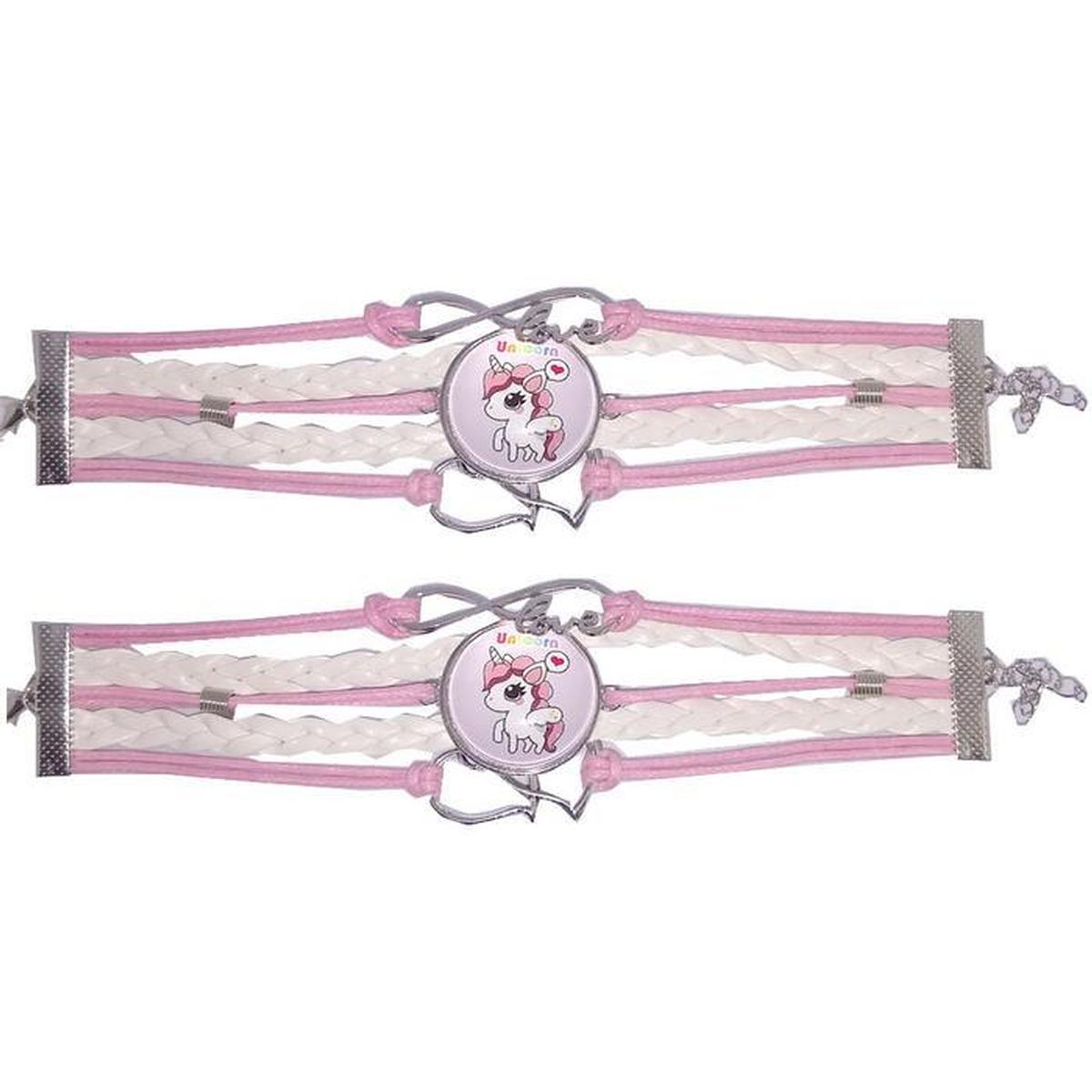 Foto 3 | Pulsera De Piel Unicornio Niña Smilefun Mxfsb-002 2 Piezas Rosa Y Blanco