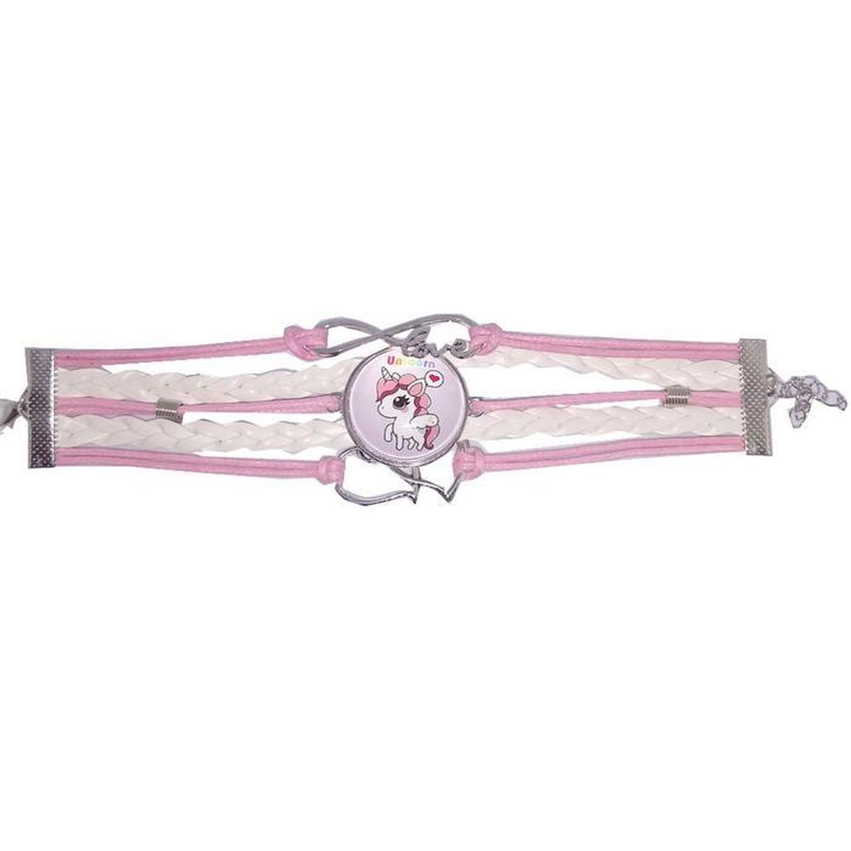 Foto 4 pulgar | Pulsera Trenzada De Moda Niña Smilefun Mxfsb-001 1 Pieza Rosa Y Blanco