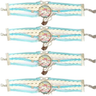 Foto 1 | Pulsera Brazalete de Moda Unicornio 4 Piezas Azul con Blanco de Plástico