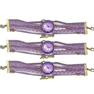 Foto 1 | Pulsera Brazalete de Moda Unicornio 3 Piezas Púrpura de Plástico y Metal