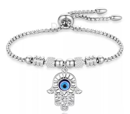 Pulsera Ojo Turco para Mujer de Acero Inoxidable color Plata