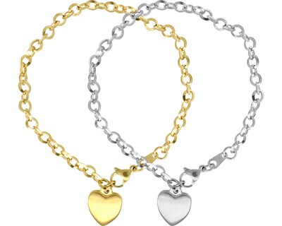 Foto 1 | Kit Doble Pulsera Corazón Horoz Ch59 Amarilla y Blanca de Acero Inoxidable
