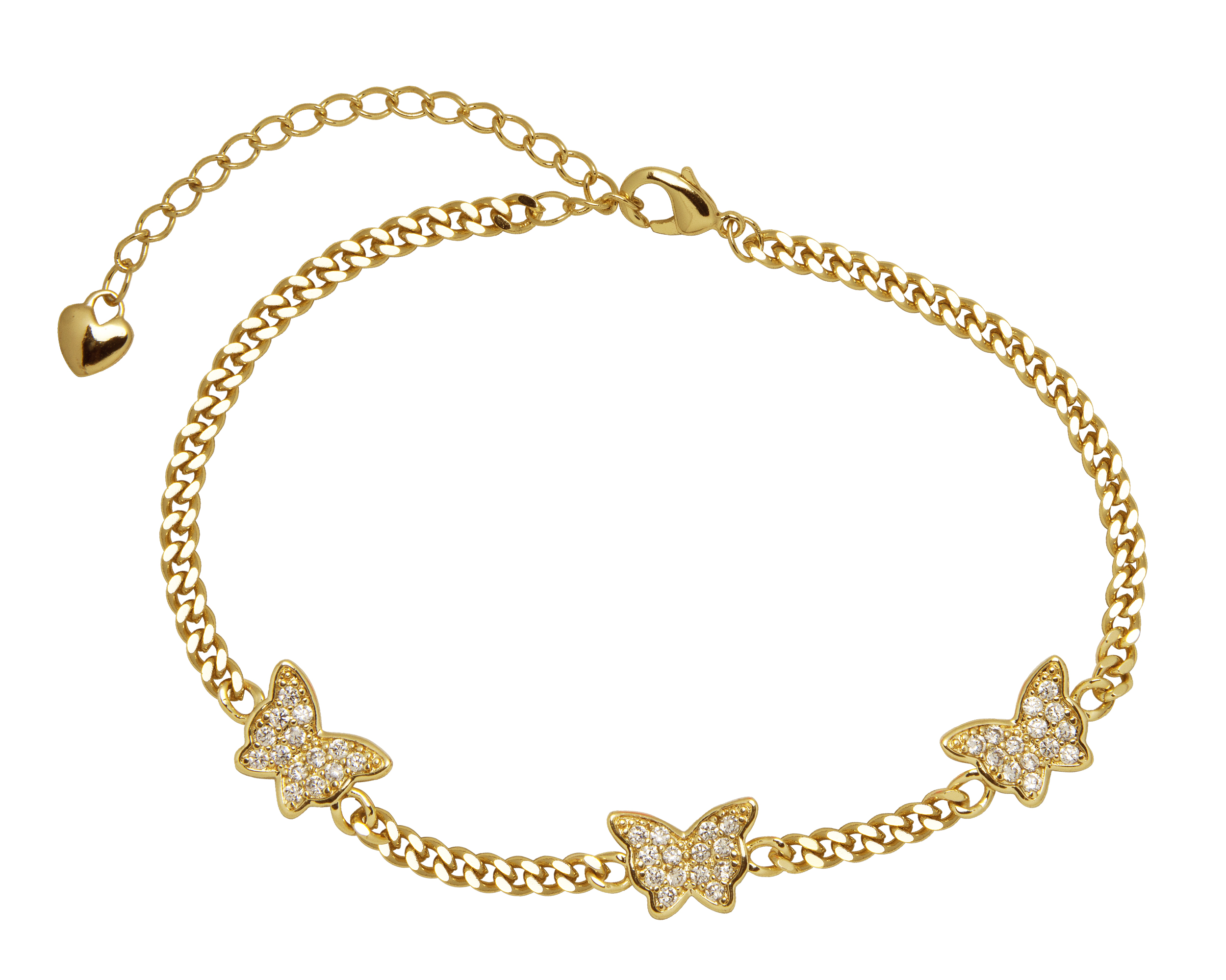 Pulsera de Mariposas 17 cm Chapa 18k Horoz Ch70