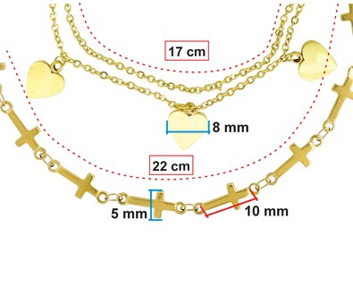 Foto 7 | Kit Doble Pulsera Corazón y Tobillera Cruz Horoz Ch58 Acero Inoxidable Dorada