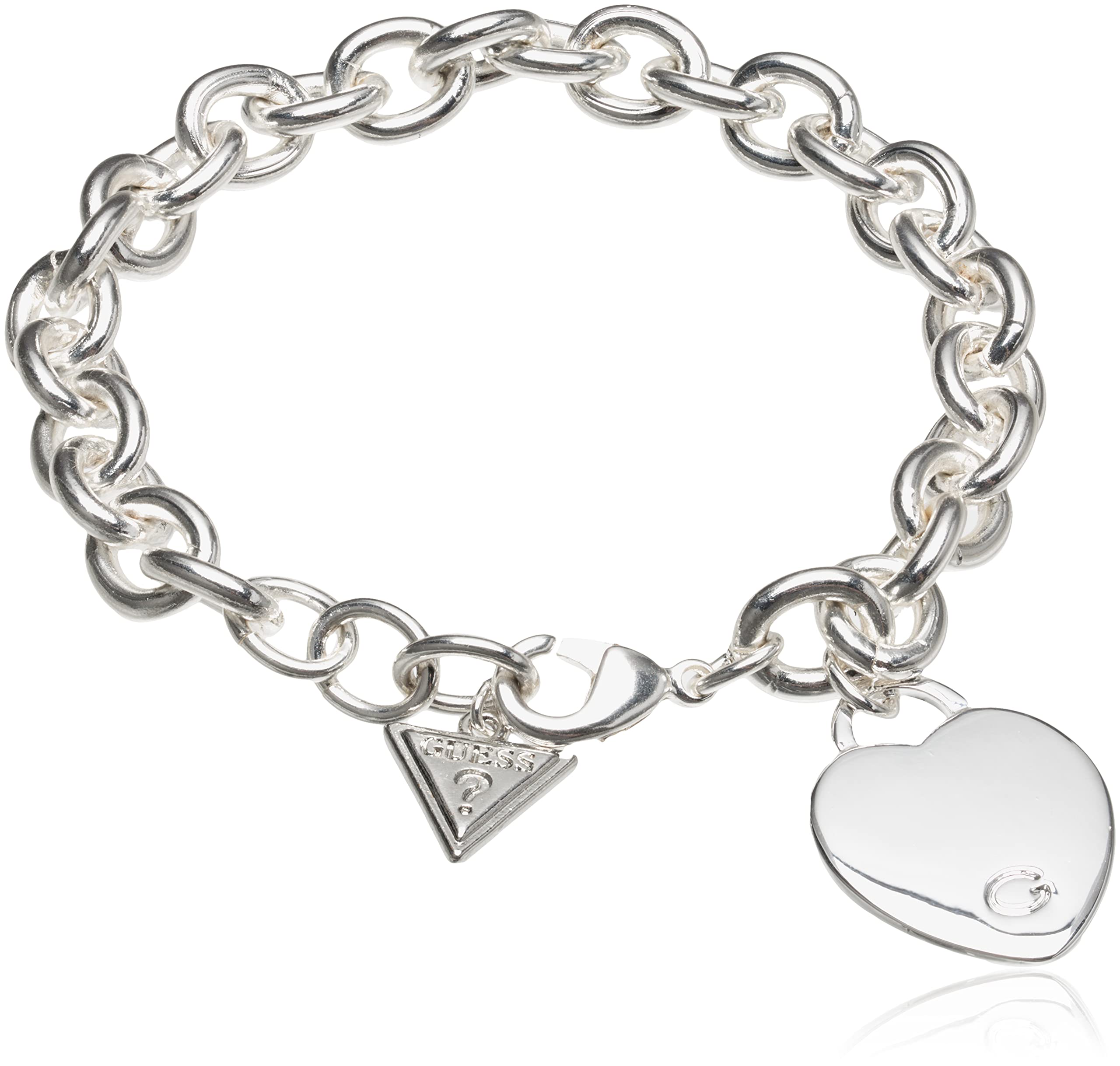 Foto 2 pulgar | Brazalete Guess Basic Silver Logo G con Eslabones En Forma De Corazón De 7.5 Pulgadas - Venta Internacional