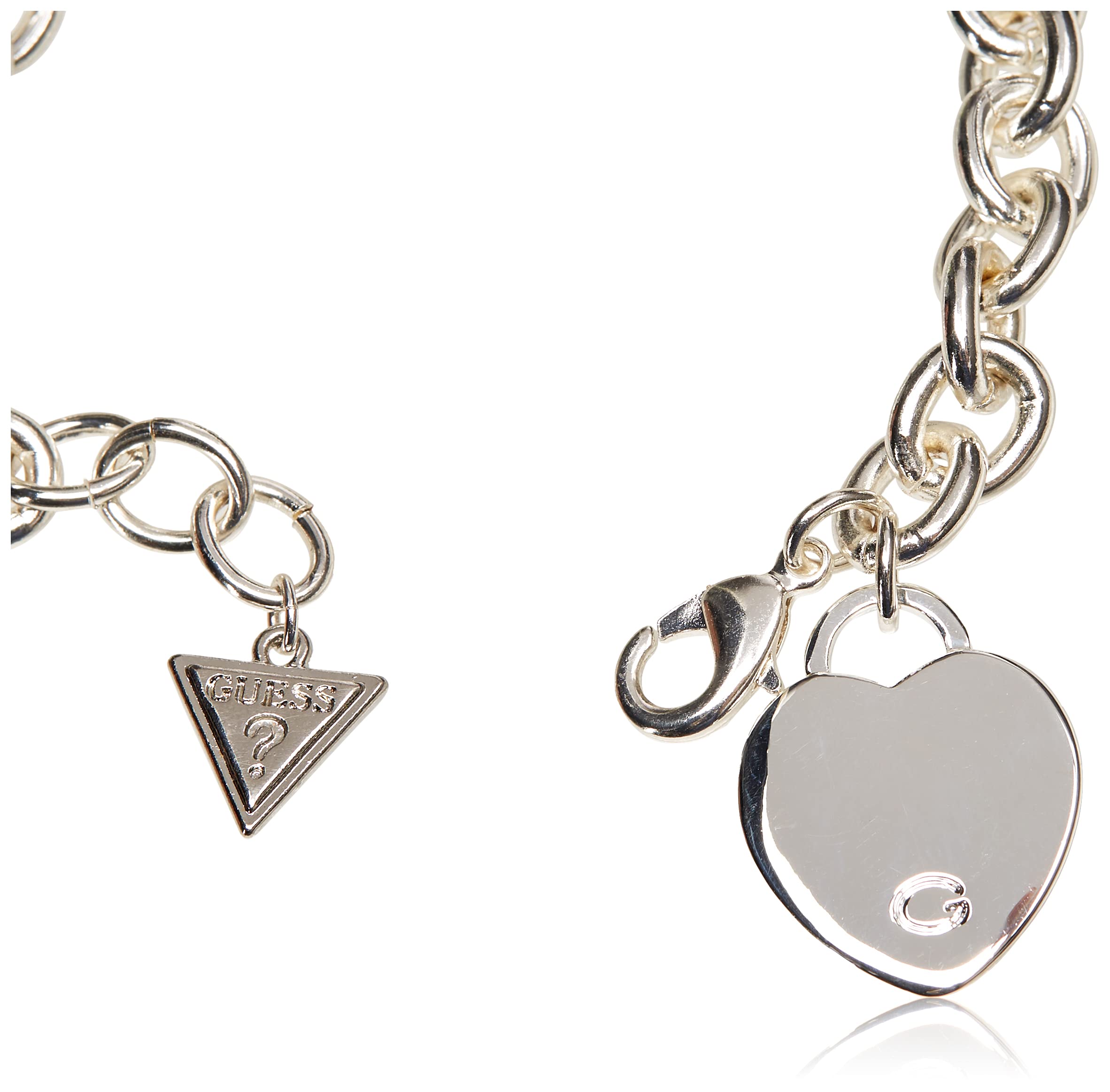 Foto 3 pulgar | Brazalete Guess Basic Silver Logo G con Eslabones En Forma De Corazón De 7.5 Pulgadas - Venta Internacional