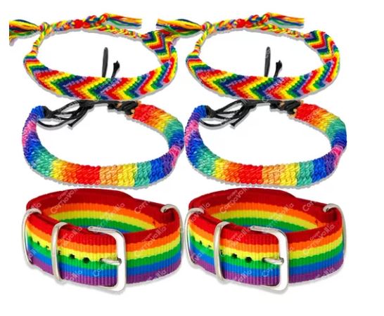 Pack de 6 Pulseras Arcoíris LGBT de Correa Reloj Tejida