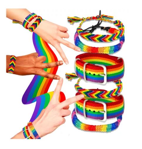 Foto 3 pulgar | Pack de 6 Pulseras Arcoíris LGBT de Correa Reloj Tejida