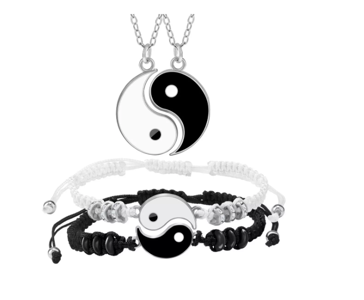 Set 2 Pulseras Pareja De Yin Yang +2 Collar, Amor Eterno Wünd