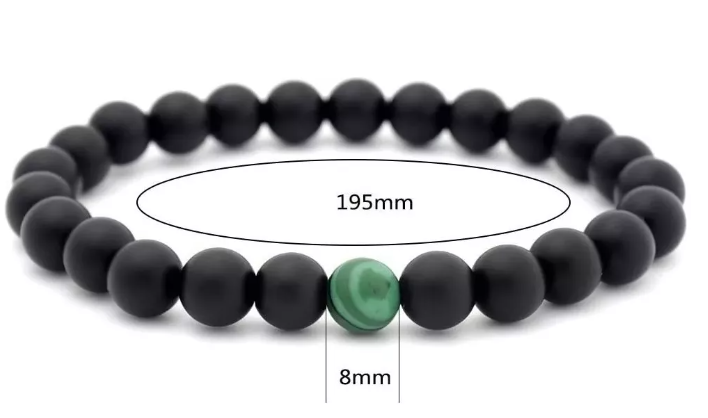 Foto 4 pulgar | 2pcs Joyería Wünd  Pulsera Pareja Malaquita Y Piedra Negro Mate