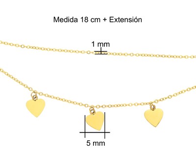 Foto 5 | Pulso Triple Corazón 18cm Acero Inoxidable Horoz Ch82