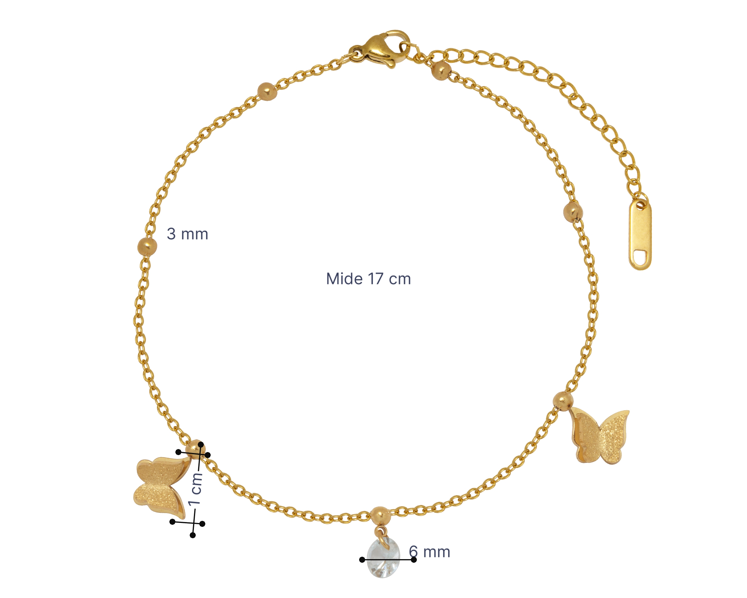 Foto 6 | Pulso Mariposas Acero Dorado 18cm Horoz Ch76