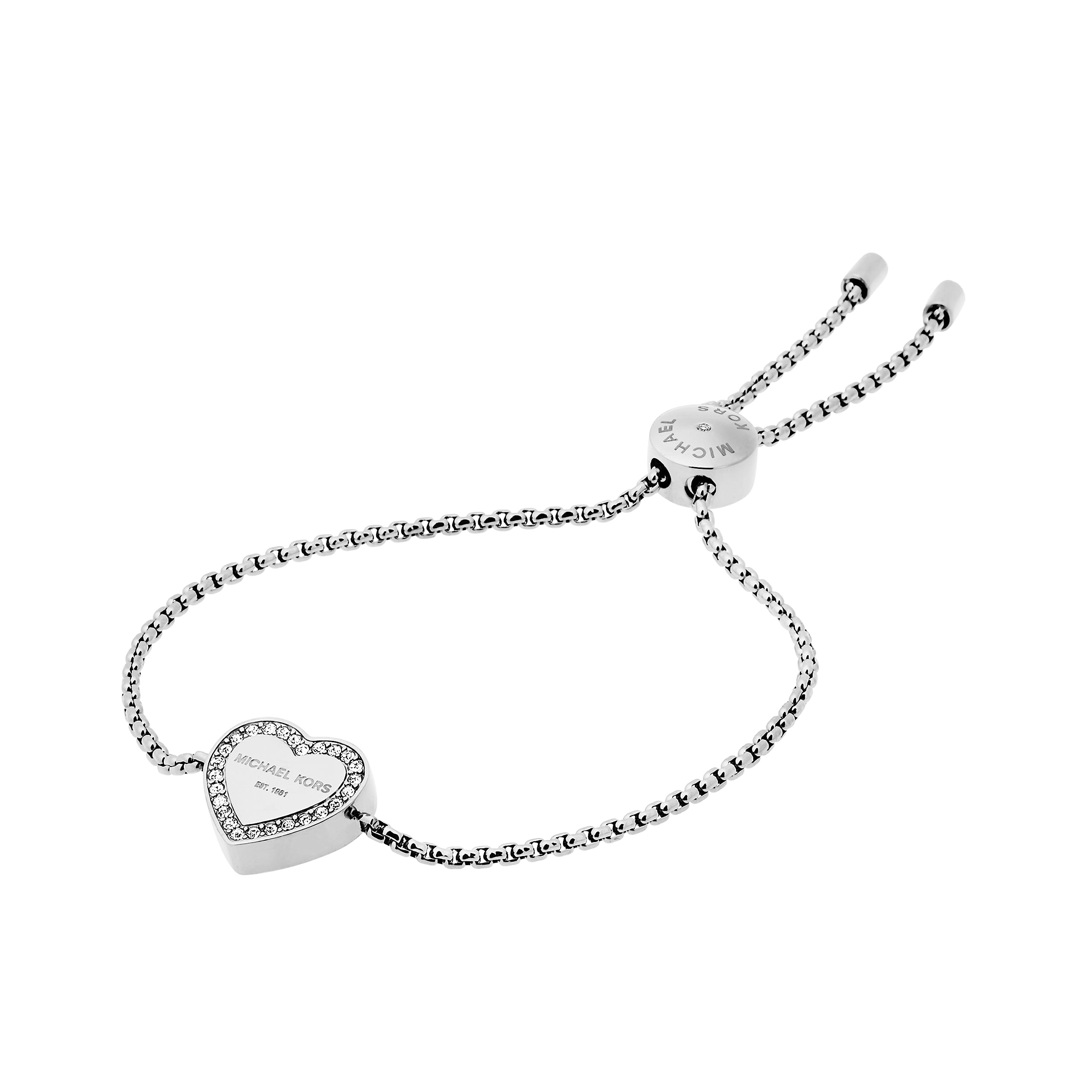Pulsera Michael Kors De Acero Inoxidable En Forma De Corazón Y Cristal Plateado - Venta Internacional.