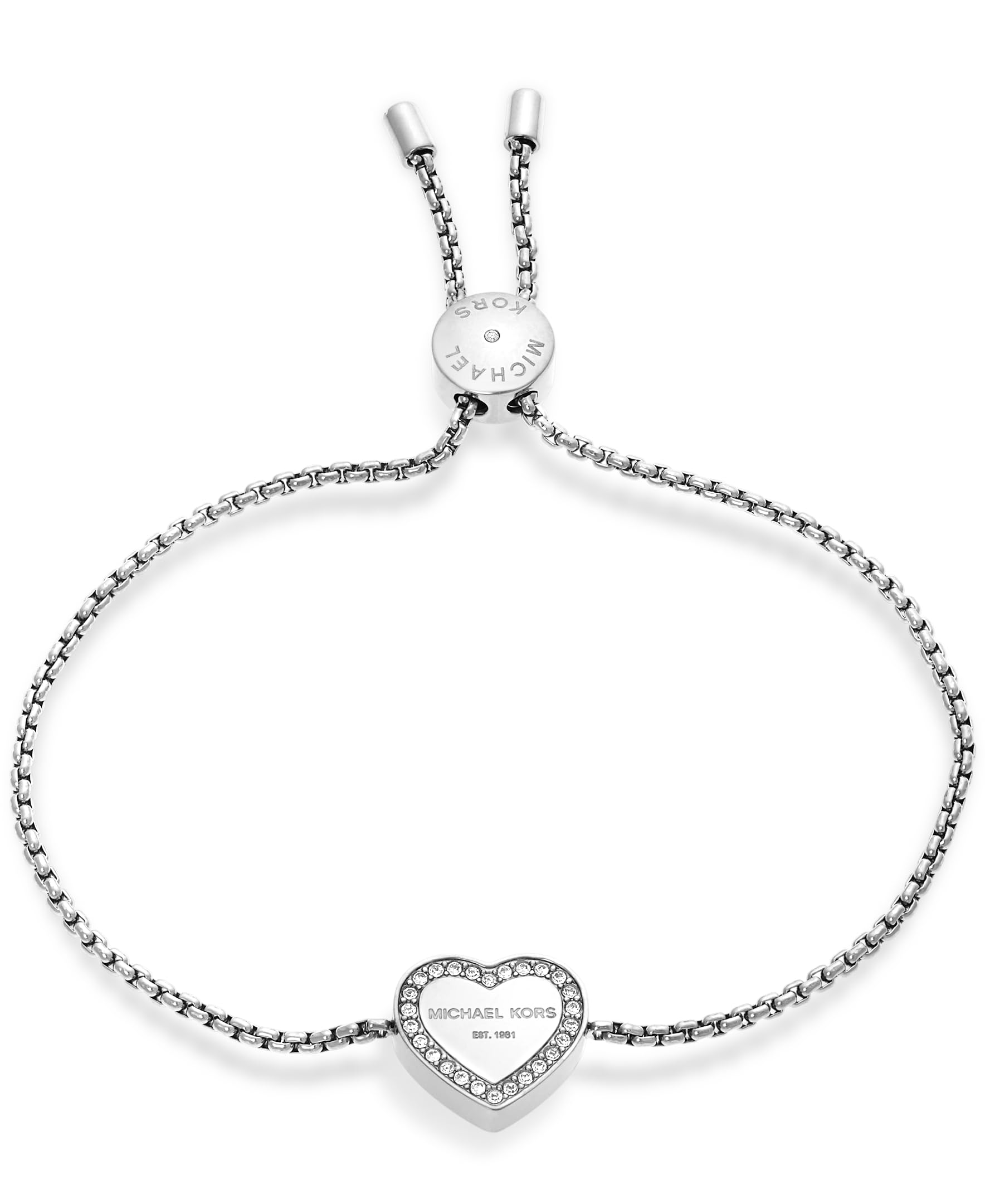 Foto 3 pulgar | Pulsera Michael Kors De Acero Inoxidable En Forma De Corazón Y Cristal Plateado - Venta Internacional.