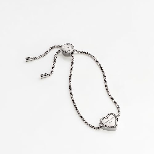 Foto 4 pulgar | Pulsera Michael Kors De Acero Inoxidable En Forma De Corazón Y Cristal Plateado - Venta Internacional.