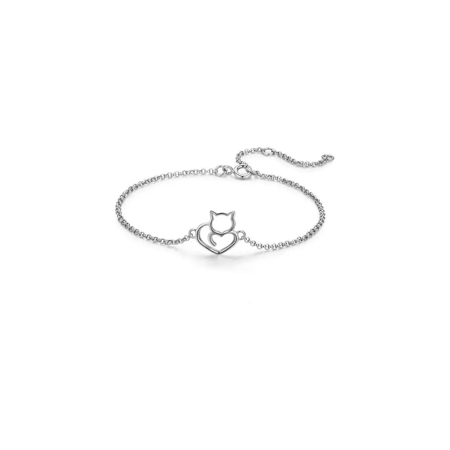 Foto 2 pulgar | Pulsera De Plata 925 Con Diseño De Gato Hipoalergénica Para Mujer - Venta Internacional.