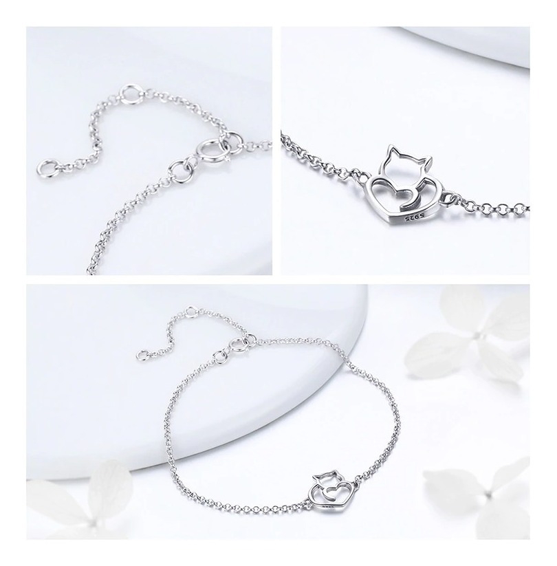 Foto 3 pulgar | Pulsera De Plata 925 Con Diseño De Gato Hipoalergénica Para Mujer - Venta Internacional.