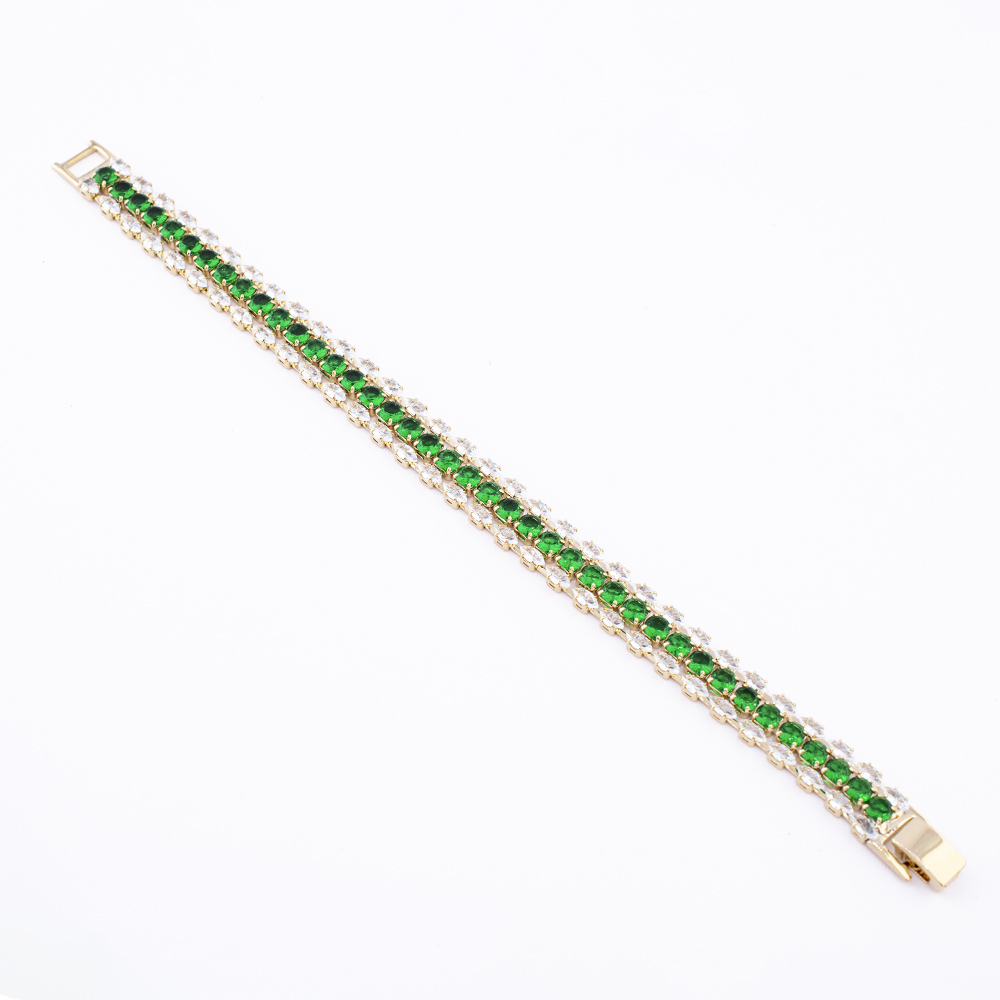 Foto 2 pulgar | Pulsera Linea Triple Circular En Tono Verde The Golden Store Chapa De Oro 18k