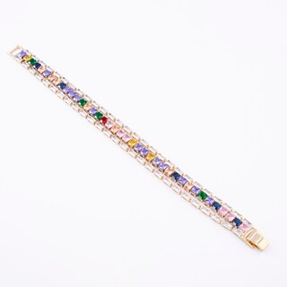 Foto 1 | Pulsera Linea Triple Cuadrado Multicolor The Golden Store Chapa De Oro 18k