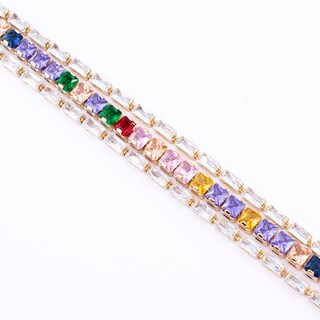 Foto 2 | Pulsera Linea Triple Cuadrado Multicolor The Golden Store Chapa De Oro 18k