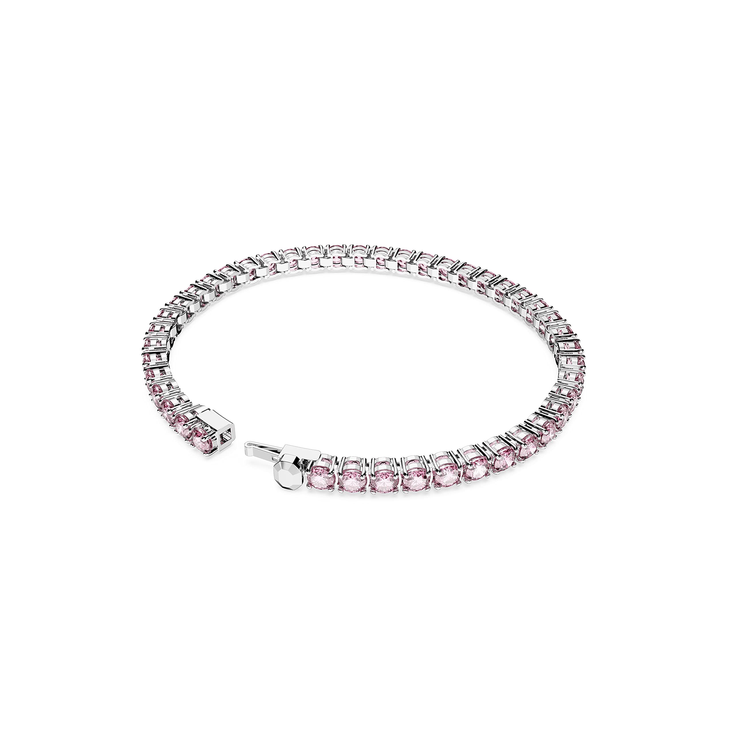 Foto 5 pulgar | Pulsera De Tenis Swarovski Matrix Con Cristales Redondos Rosas - Venta Internacional.
