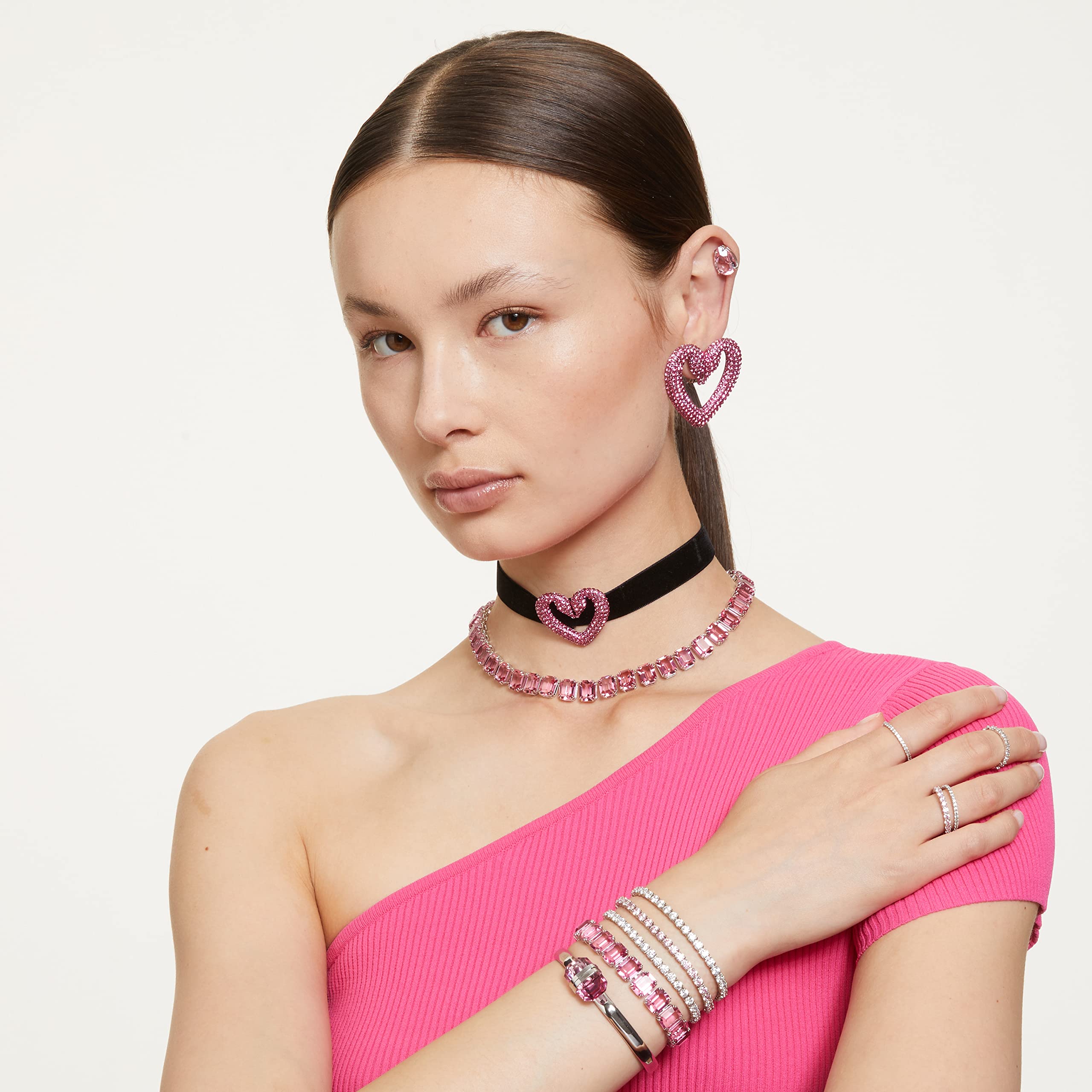 Foto 7 | Pulsera De Tenis Swarovski Matrix Con Cristales Redondos Rosas - Venta Internacional.