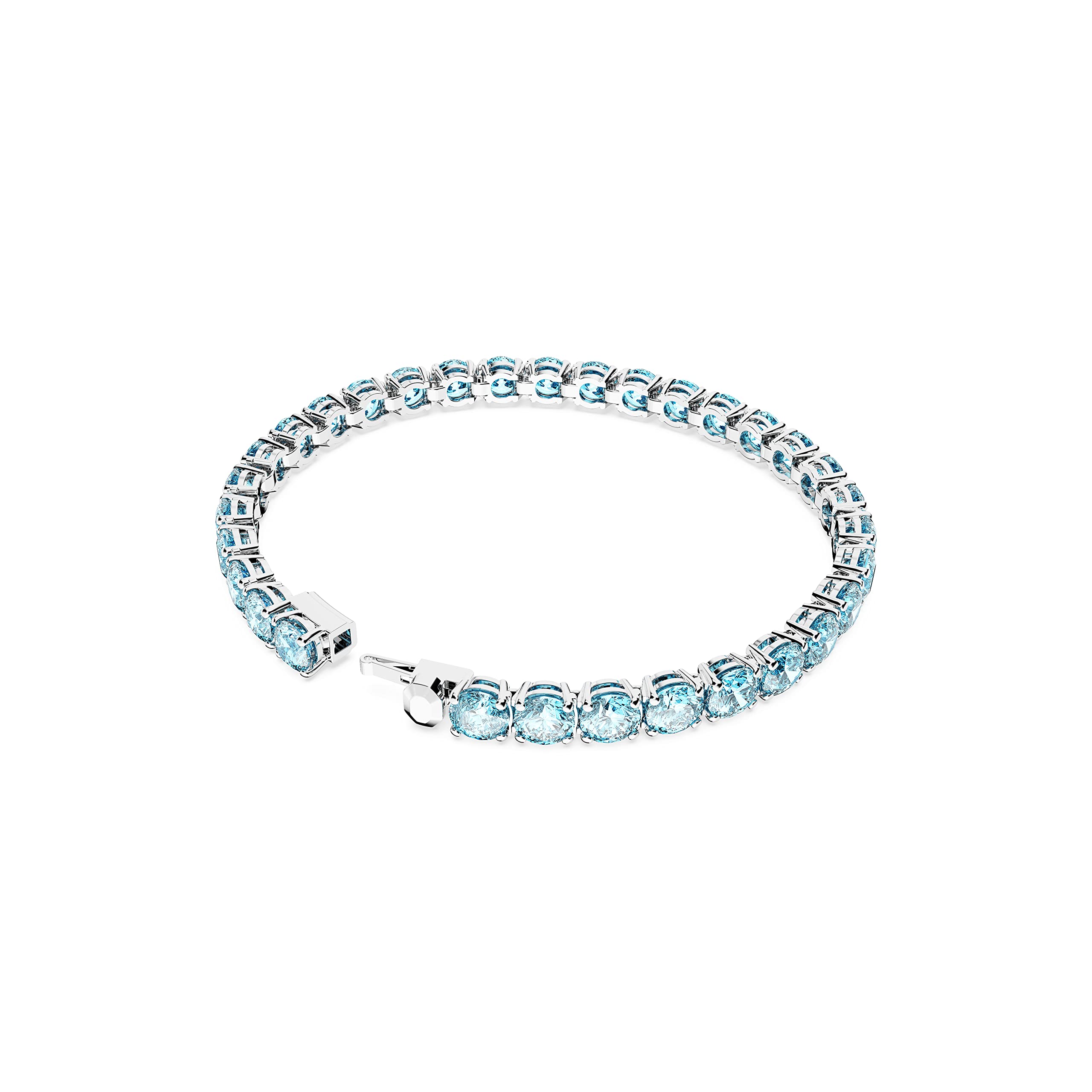 Foto 5 pulgar | Pulsera De Tenis Swarovski Matrix Con Cristal Azul Aguamarina Claro - Venta Internacional.