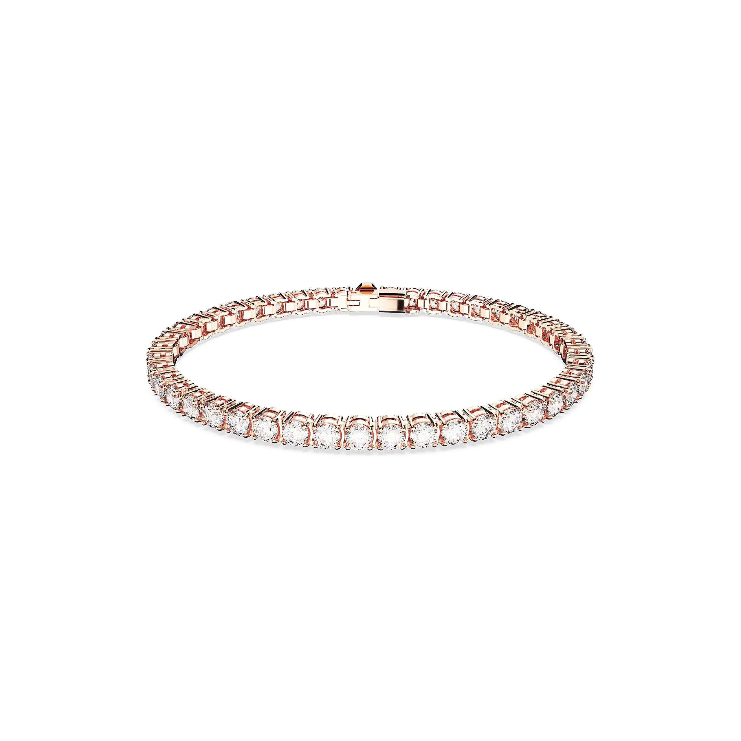 Pulsera De Tenis Swarovski Matrix Con Piedras Transparentes En Oro Rosa - Venta Internacional.