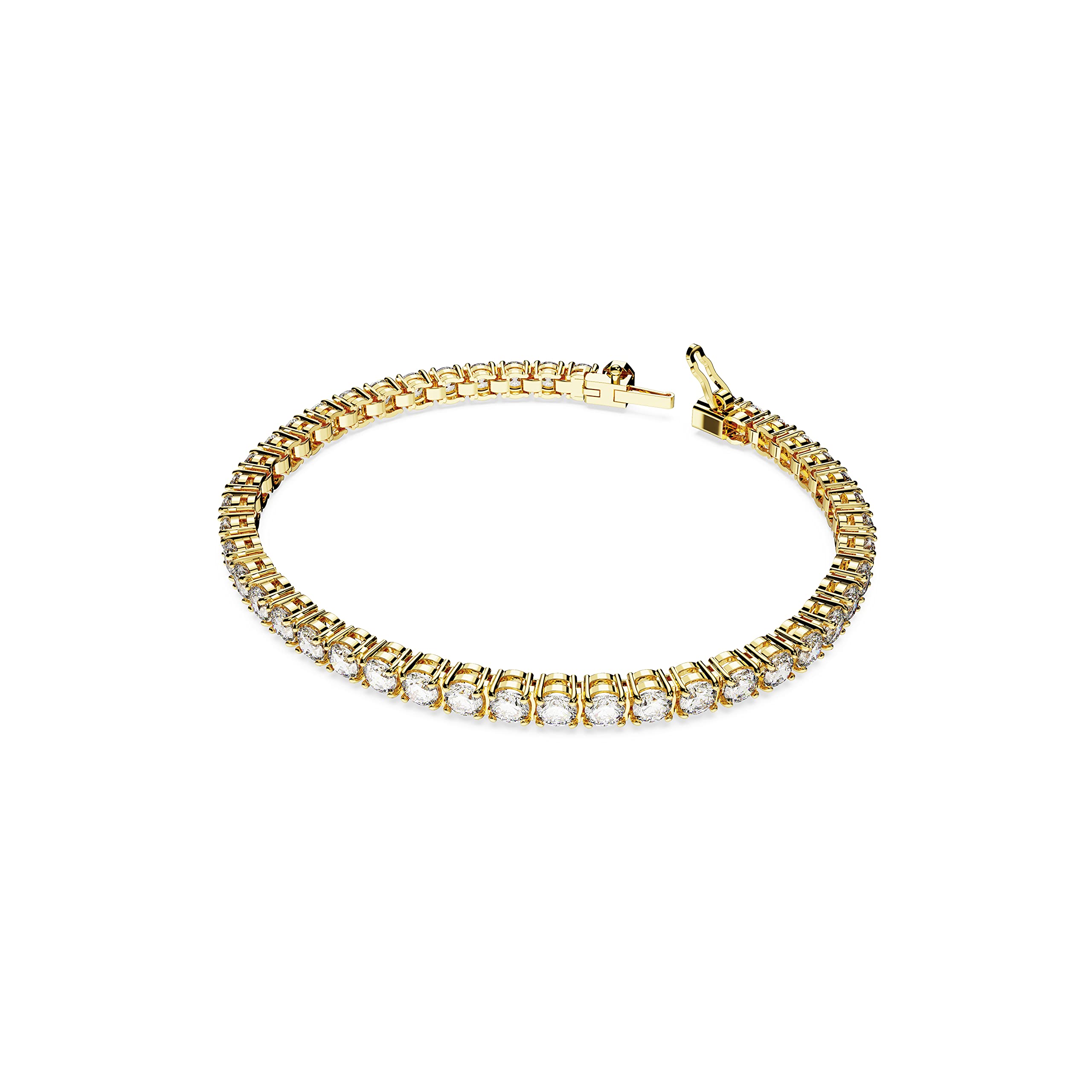 Foto 3 pulgar | Pulsera De Tenis Swarovski Matrix Con Piedras Transparentes En Tono Dorado - Venta Internacional.