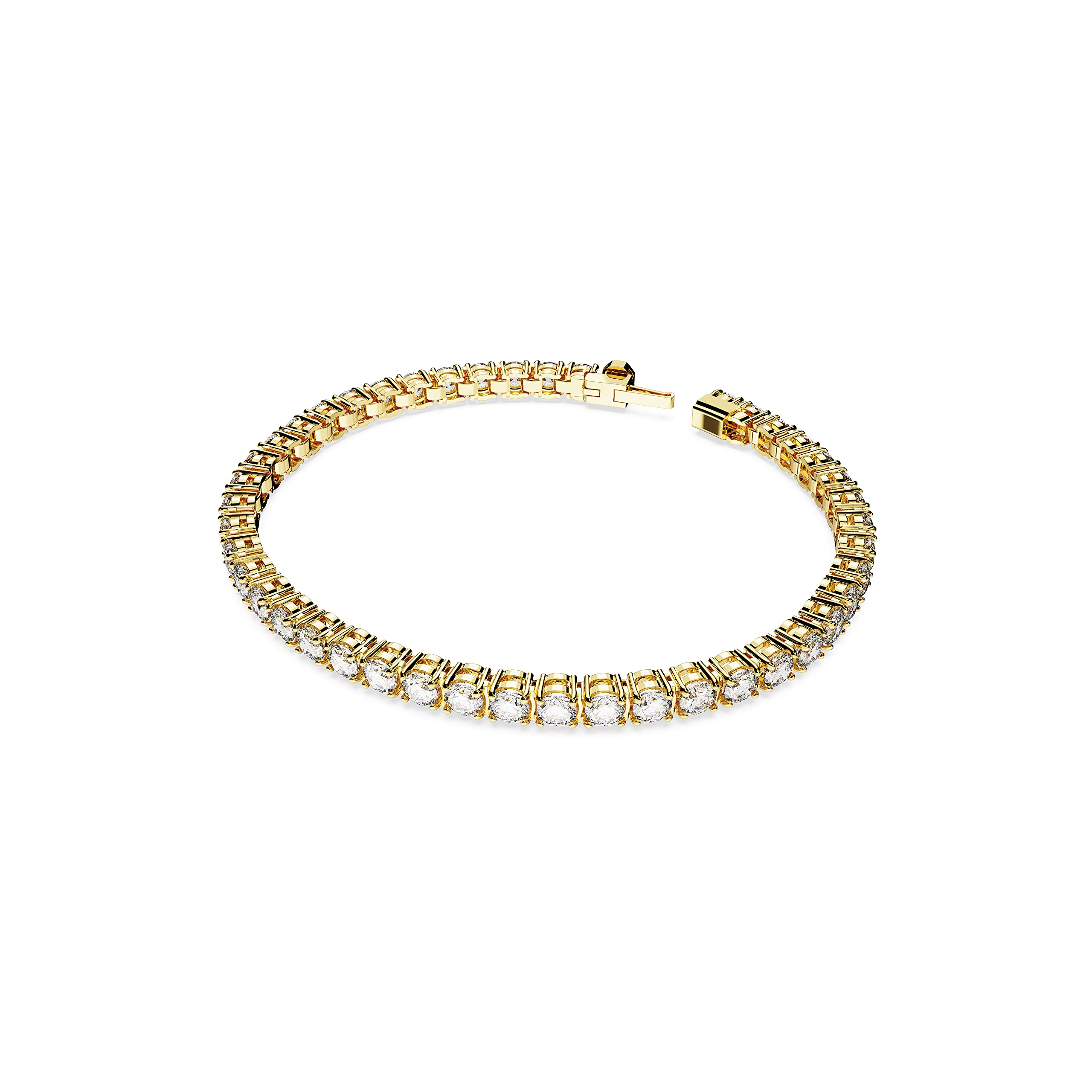 Foto 2 | Pulsera De Tenis Swarovski Matrix Con Piedras Transparentes En Tono Dorado - Venta Internacional.