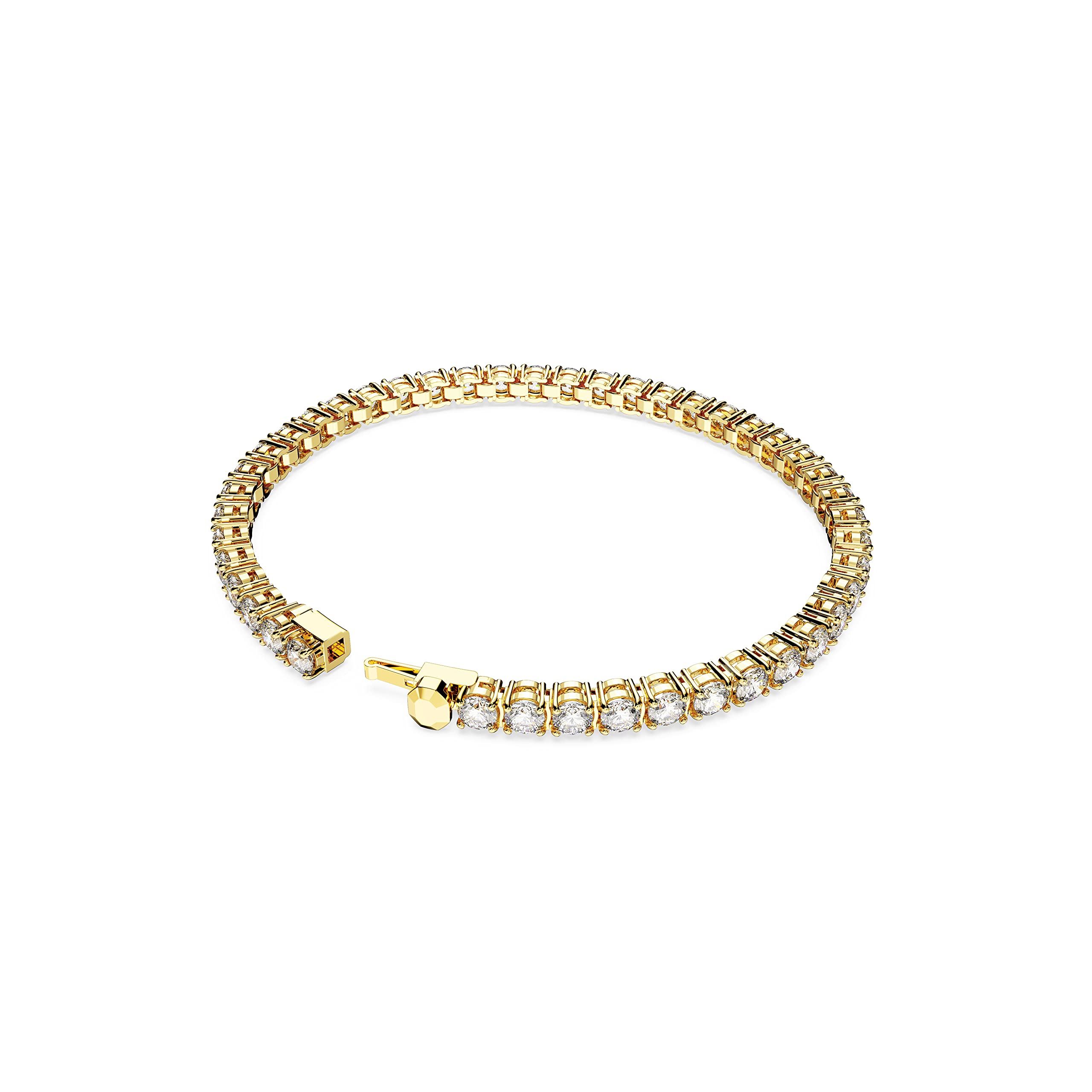 Foto 5 pulgar | Pulsera De Tenis Swarovski Matrix Con Piedras Transparentes En Tono Dorado - Venta Internacional.