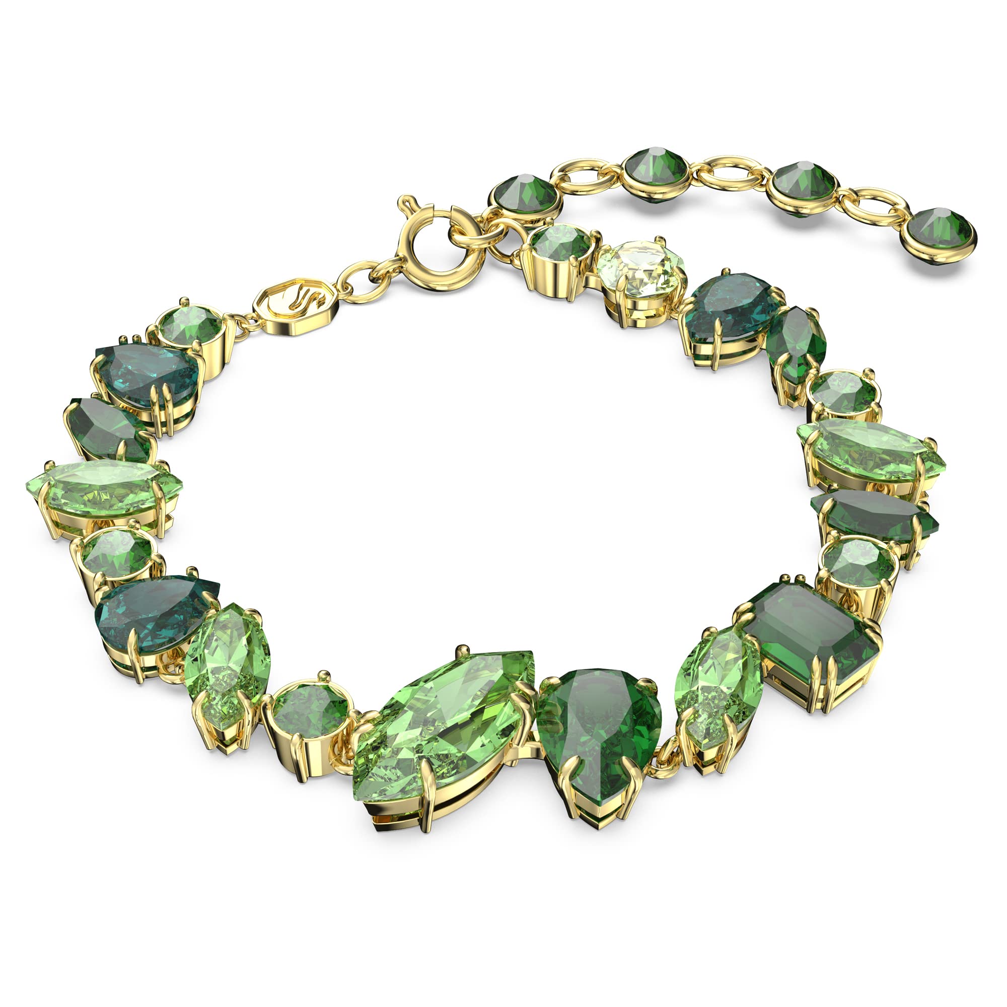 Foto 2 pulgar | Brazalete Swarovski Gema Con Cristales Verdes Suaves En Tono Dorado - Venta Internacional.