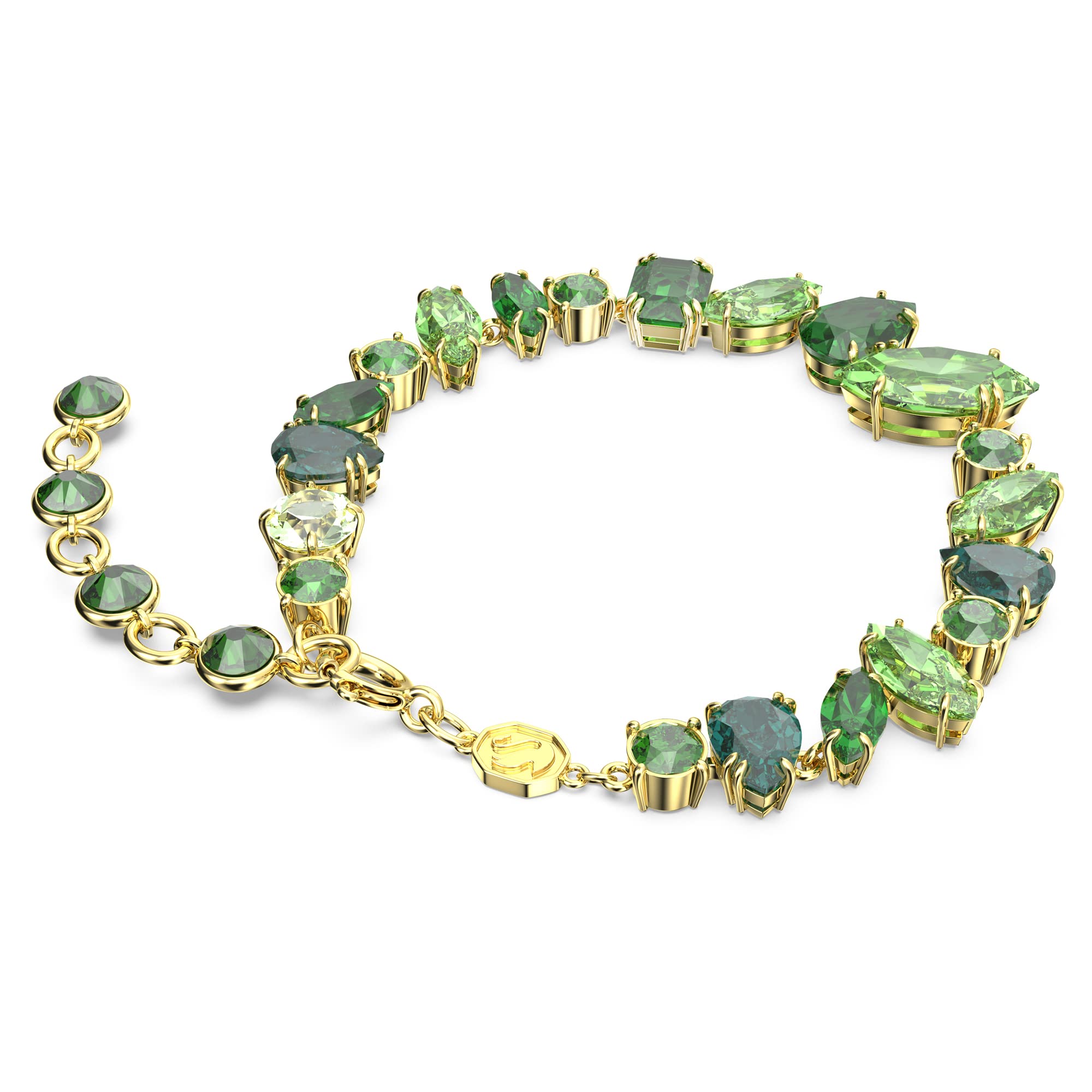 Foto 5 pulgar | Brazalete Swarovski Gema Con Cristales Verdes Suaves En Tono Dorado - Venta Internacional.